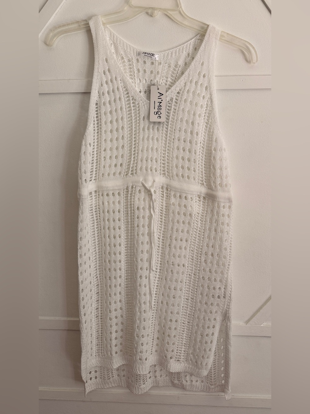 White Crochet Halter Swim Cover-Up Dress - Picture 3 of 6